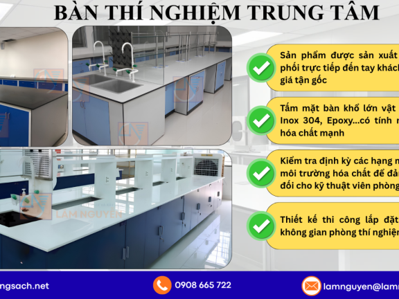 Bàn Thí Nghiệm Trung Tâm : Giải Pháp Tối Ưu, Kháng Hóa Chất Cho Phòng Lab Hiện Đại