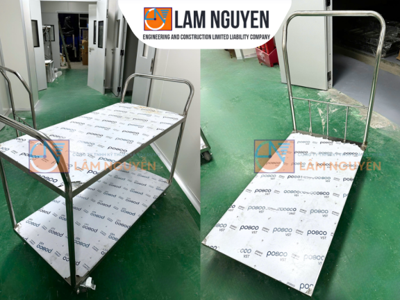 Sản Xuất Gia Công Xe Đẩy Inox 1 Tầng, 2 Tầng Theo Yêu Cầu Tại Lâm Nguyễn